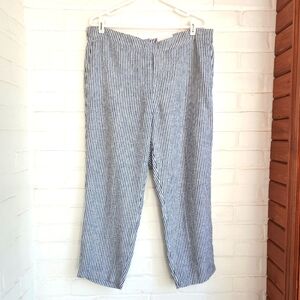 Old Navy Womens Pants Striped Linen Blend Cropped Size 14 NWT